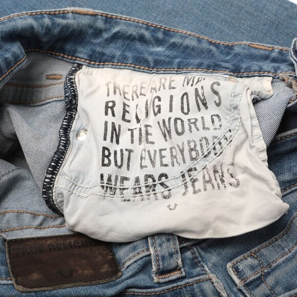 True Religion Bille  Slim Straight Leg Jeans Low Rise Stretch Denim Light Blue - Picture 10 of 10